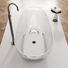 Exporteur Transparente eiförmige freistehende Harzbadewanne TW-8208T