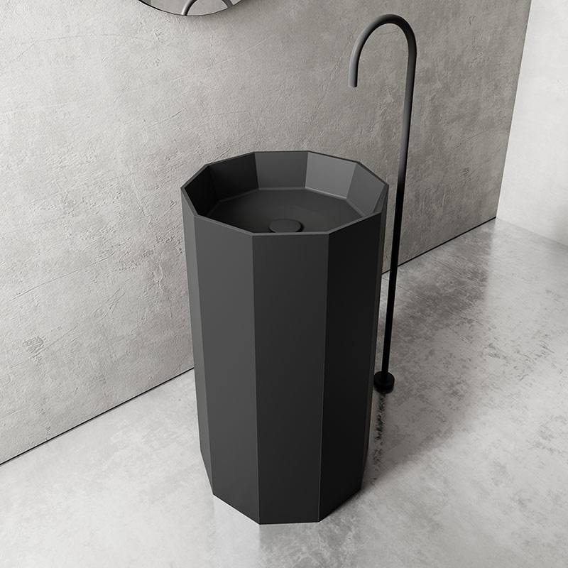 Manufacturer Polygon Freestanding Pedestal Bathroom Wash Basin TW-Z319