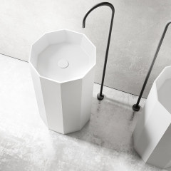 Manufacturer Polygon Freestanding Pedestal Bathroom Wash Basin TW-Z319