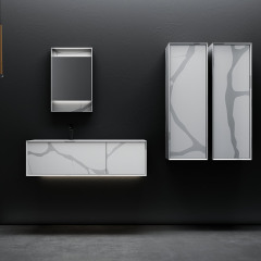 Großhandel Fashion Wandmontierter Badezimmer-Waschtisch mit Marmor-Texturmuster und fester Oberfläche TW-5823