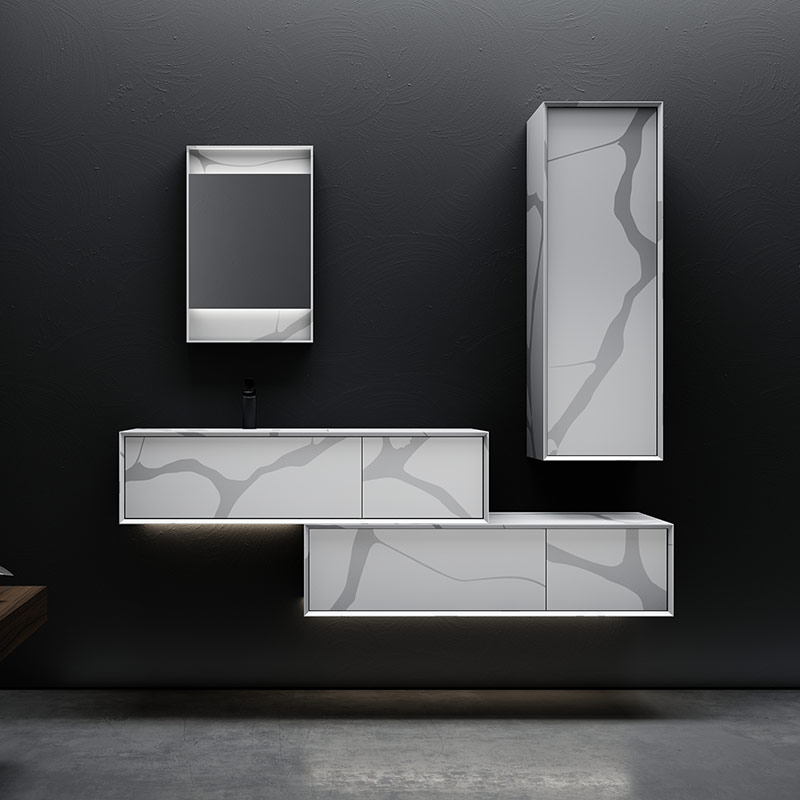 Exporteur Wandhängender Badezimmer-Waschtisch mit Marmor-Design und Texturmuster und fester Oberfläche TW-5829