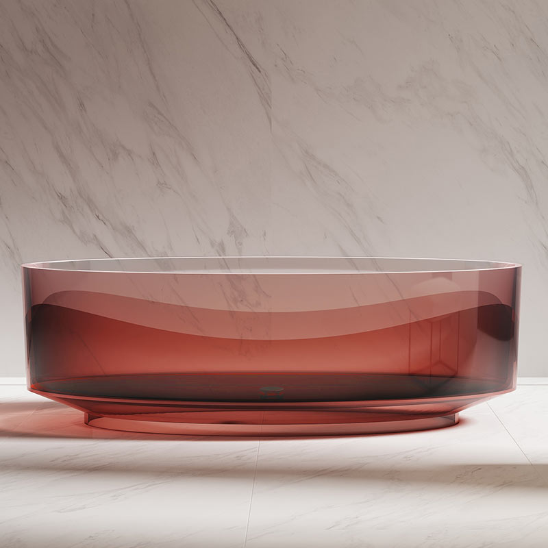 Popular Wholesale Designer See-Through Freestanding Gradient Color Transparent Resin Bathtub TW-8703T
