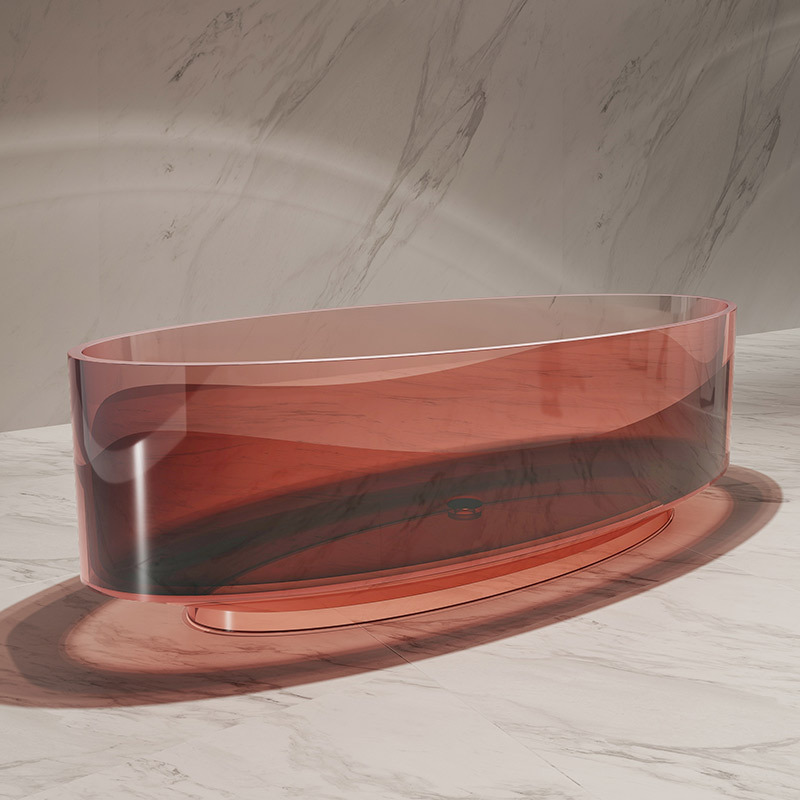 Popular Wholesale Designer See-Through Freestanding Gradient Color Transparent Resin Bathtub TW-8703T