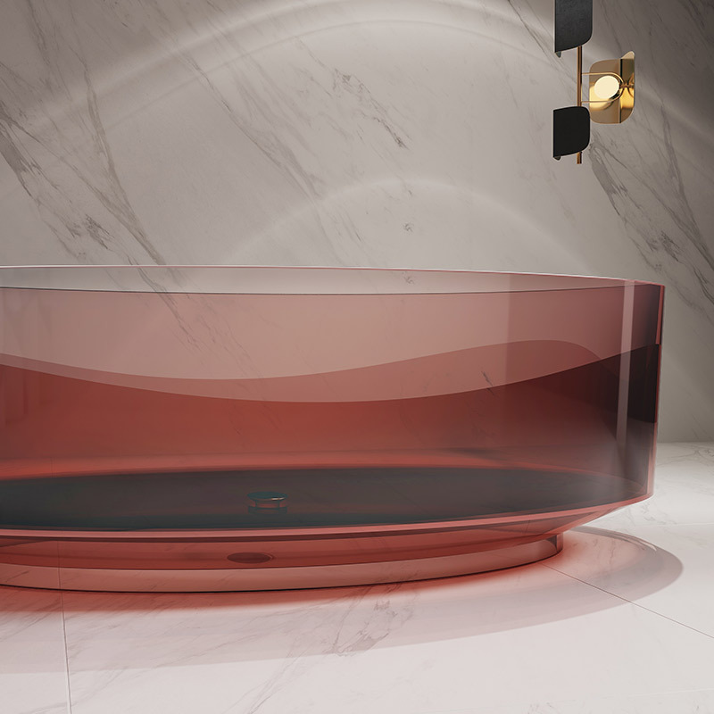 Beliebte durchsichtige freistehende freistehende Designer-Badewanne mit Farbverlauf und transparentem Harz im Großhandel TW-8703T