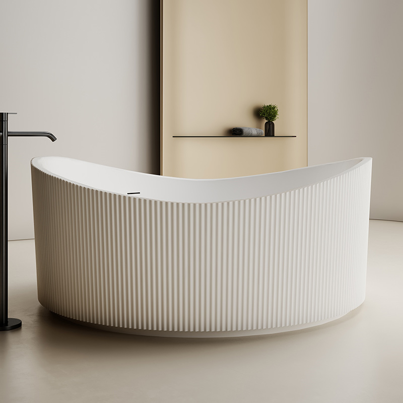 New Design V-Groove Freestanding Fluted Solid Surface Bathtub TW-8199