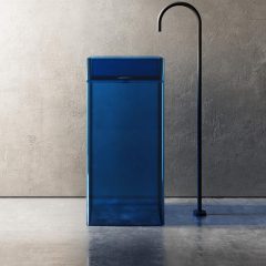Beliebtes Großhandelsdesigner-Quadrat-transparentes freistehendes Standwaschbecken TW-Z28T