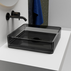 Quality Wholesale Unique Design Square Above Counter Top Transparent Bathroom Sink XA-A39T
