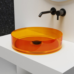 Exporter Round Above Counter Clear Resin Bathroom Sink XA-A10T