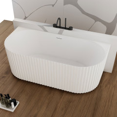 Hot Style Wholesale Freestanding Fluted Artificial Stone Bathtub TW-8126