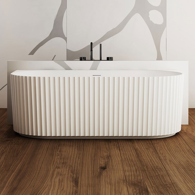 Hot Style Wholesale Freestanding Fluted Artificial Stone Bathtub TW-8126