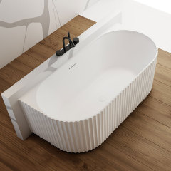 Hot Style Wholesale Freestanding Fluted Artificial Stone Bathtub TW-8126