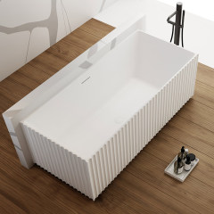 Wholesale Price Back To Wall Freestanding V-Groove Artificial Stone Bathtub TW-8125