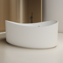 Factory Supply Quality Assurance Freestanding Fluted Artificial Stone Bathtub TW-8190