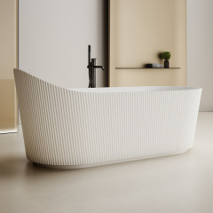 Popular Wholesale Designer Freestanding Fluted Artificial Stone Bathtub TW-8192