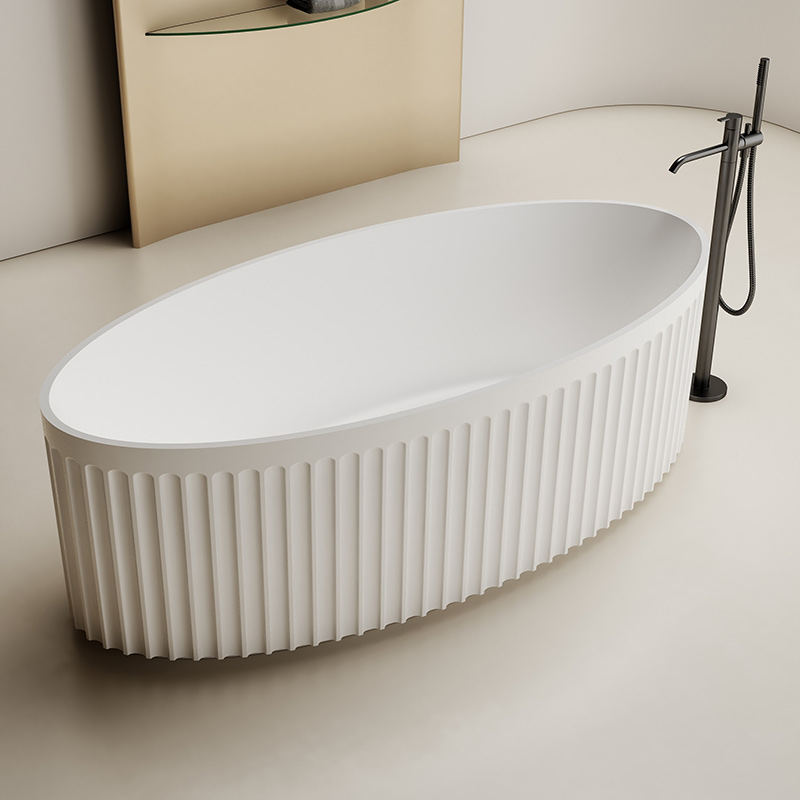 Wholesale High End Quality Freestanding Fluted Artificial Stone Bathtub TW-8117