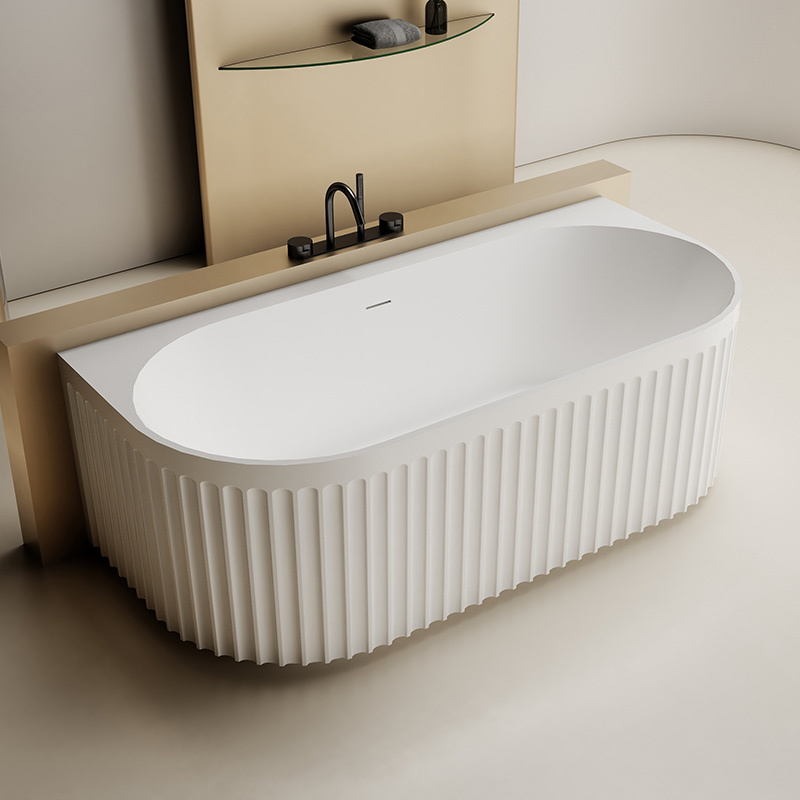China Wholesale Factory Freestanding Fluted Artificial Stone Bathtub TW-8116