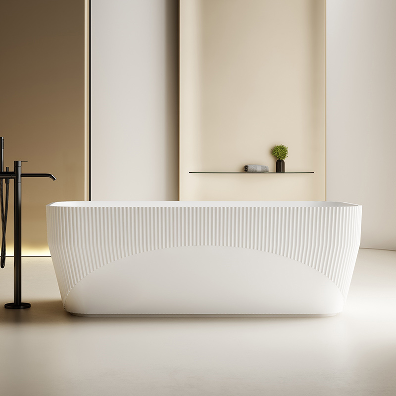 Wholesale Price Freestanding Fluted Artificial Stone Bathtub TW-8182