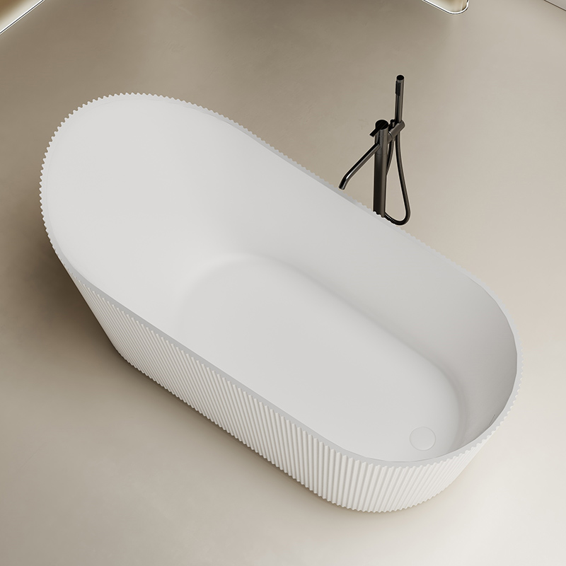 Beliebte Großhandelsdesigner-freistehende geriffelte Kunststeinbadewanne TW-8192