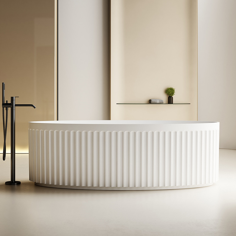 Wholesale High End Quality Freestanding Fluted Artificial Stone Bathtub TW-8117