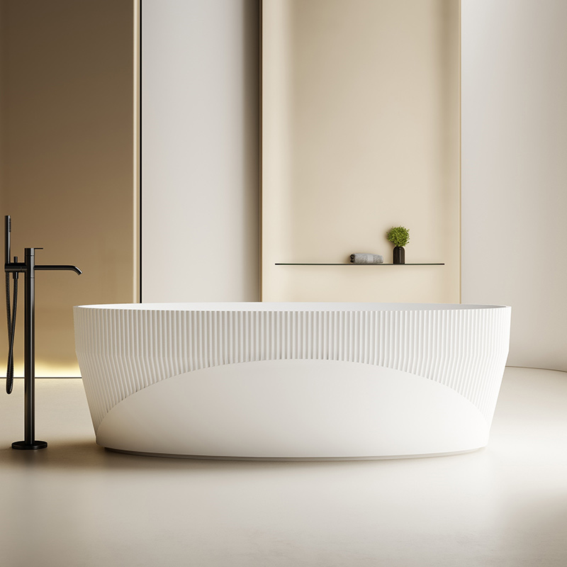 Wholesale Fashion Freestanding Fluted Artificial Stone Bathtub TW-8187