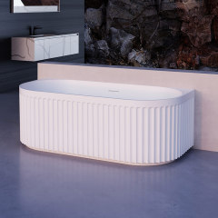 Hot Style Wholesale Back To Wall V-Groove Freestanding Acrylic Fluted Bathtub TW-7116