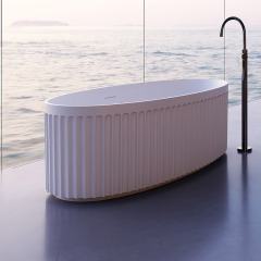 Exporter V-Groove Standalone Acrylic Fluted Bathtub TW-7118