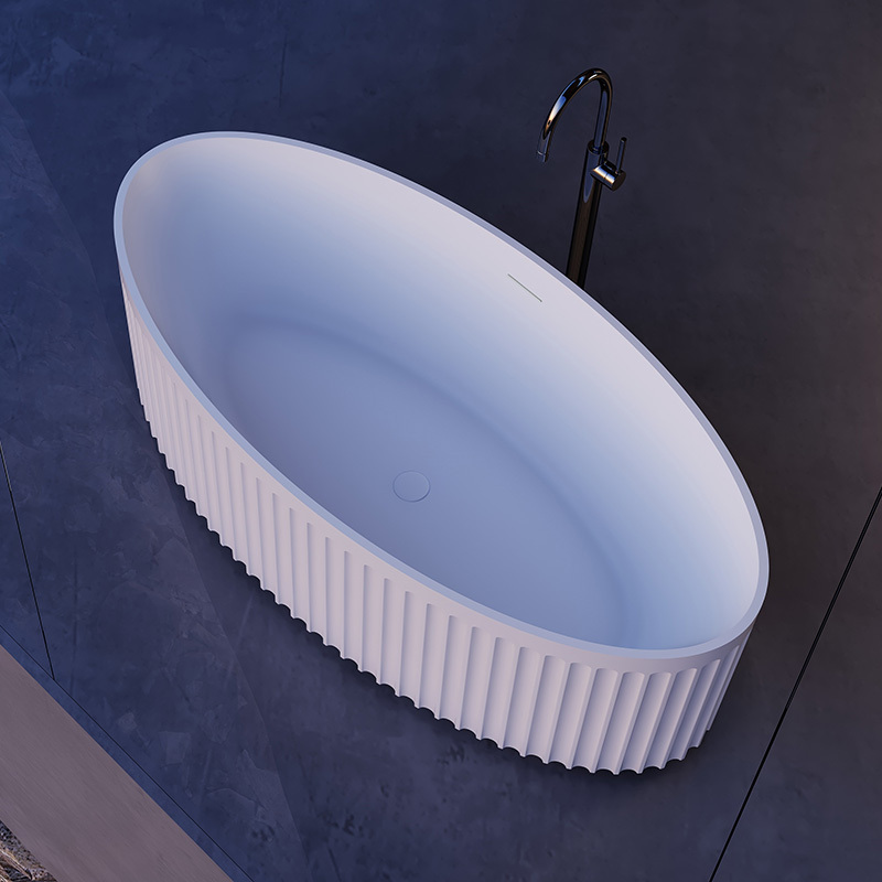 Quality Wholesale Unique Design V-Groove Free Standing Acrylic Fluted Bathtub TW-7117