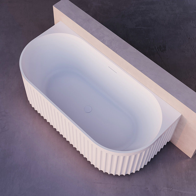 Hot Style Wholesale Back To Wall V-Groove Freestanding Acrylic Fluted Bathtub TW-7116