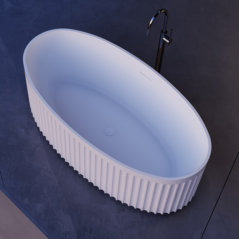 Exporter V-Groove Standalone Acrylic Fluted Bathtub TW-7118