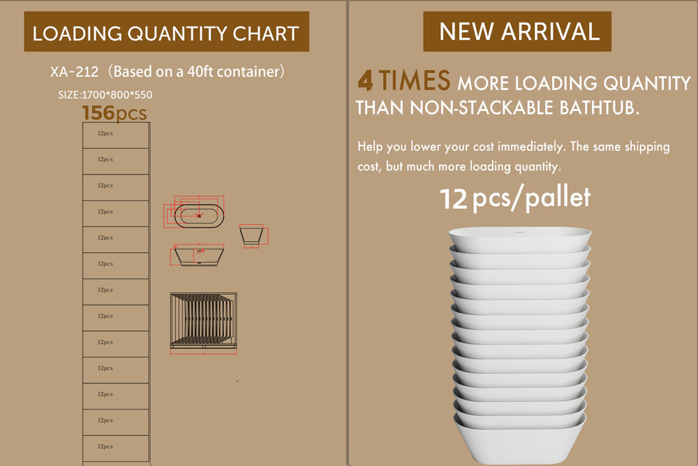 Wholesale High End Quality Stackable Bathtub 4 Times More Loading Quantity Help You Lower Your Cost XA-212