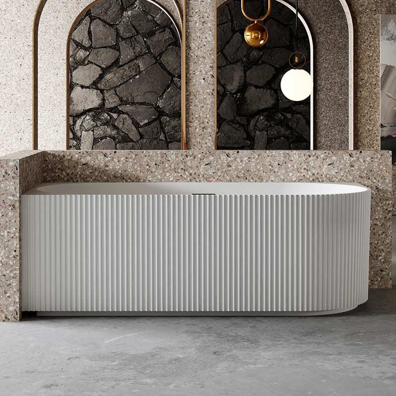 Quality Wholesale Unique Design Freestanding 2 Wall Corner Groove Acrylic Vertical line Stripes Fluted Bathtub TW-7683