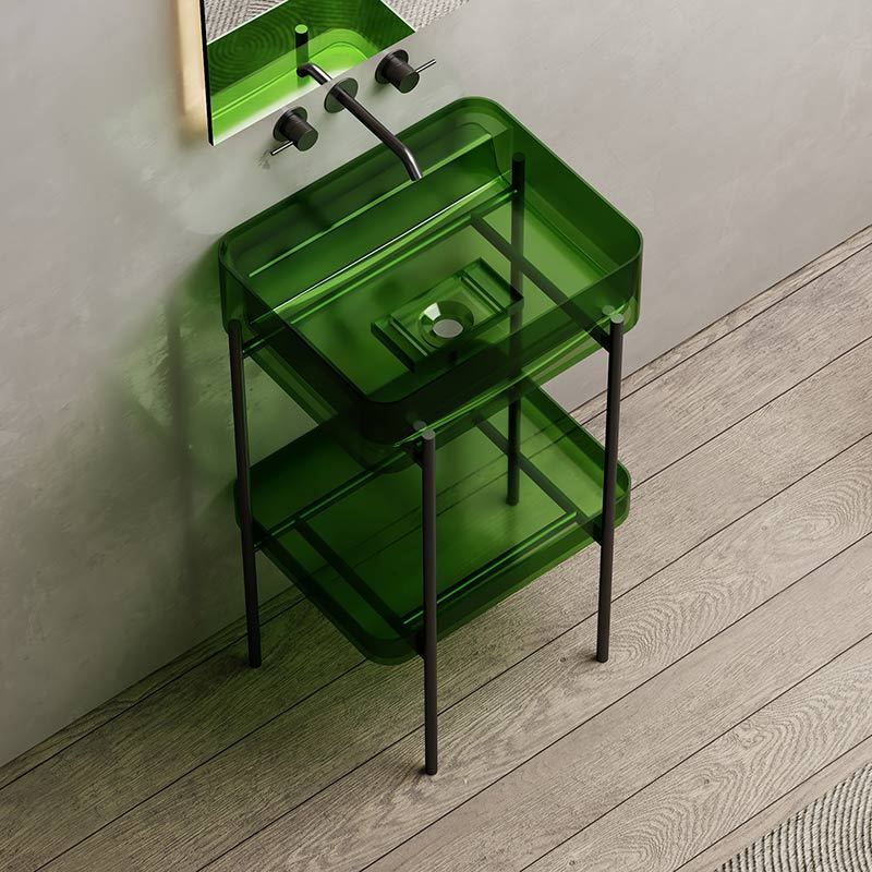 Lieferant Transparentes Konsolenwaschbecken mit Regalboden-Badezimmerschrank WBL-9701T