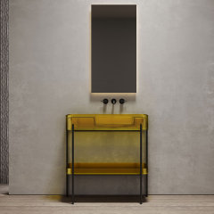 Wholesale Price Transparent Console Sink With Shelf Freestanding Bathroom Vanity WBL-9703T