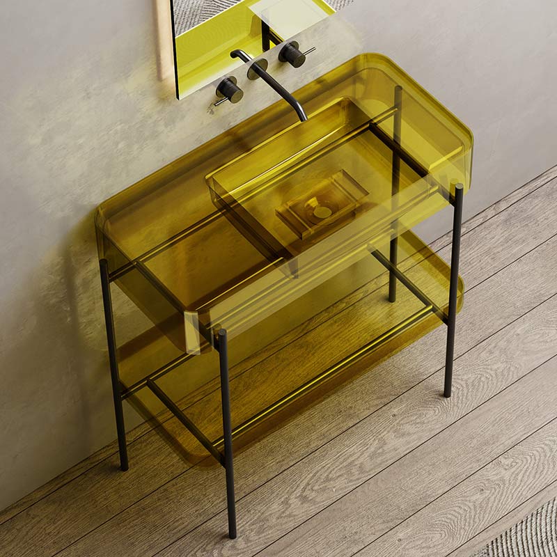 Wholesale Price Transparent Console Sink With Shelf Freestanding Bathroom Vanity WBL-9703T