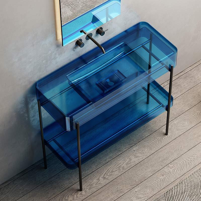 Manufacturer Transparent Console Sink With Shelf Freestanding Bathroom Cabinet WBL-9705T