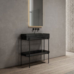 Factory Wholesale Transparent Console Sink With Shelf Freestanding Bathroom Cabinet WBL-9702T