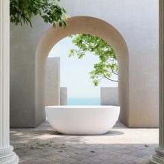 Manufacturer Oval Freestanding Artificial Stone Bathtub XA-8807