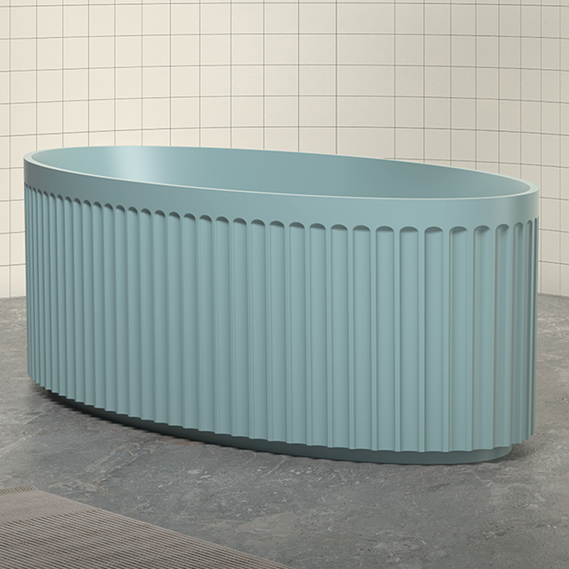 Qualität Großhandel Einzigartiges Design Freistehende geriffelte Kunststeinbadewanne TW-8117