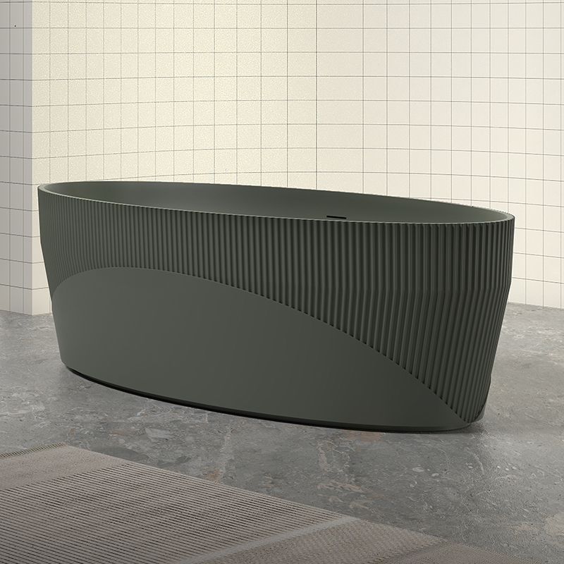 Exporter Freestanding Fluted Artificial Stone Bathtub TW-8187