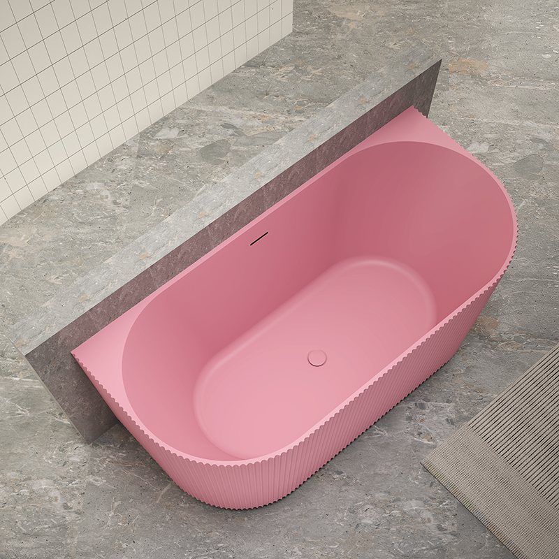 Großhandelspreis Vertikale Streifen geriffelte freistehende Badewanne mit fester Oberfläche TW-8686