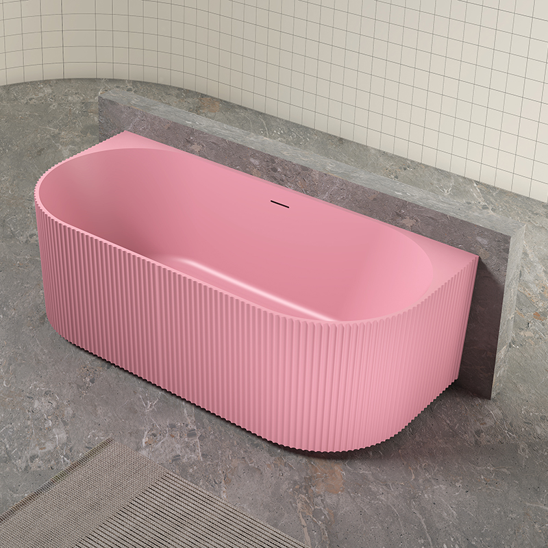 Wholesale Price Vertical Stripes Fluted Freestanding Solid Surface Bathtub TW-8686