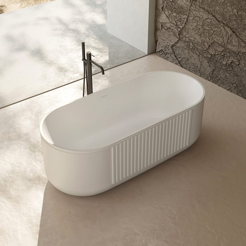 Werkseitige Qualitätssicherung, freistehende geriffelte Badewanne mit fester Oberfläche XR-7001