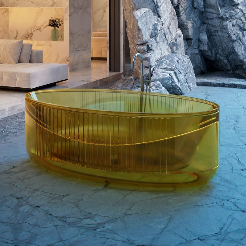 Popular Wholesale Designer V-Groove Transparent Fluted Bathtub XR-7008T