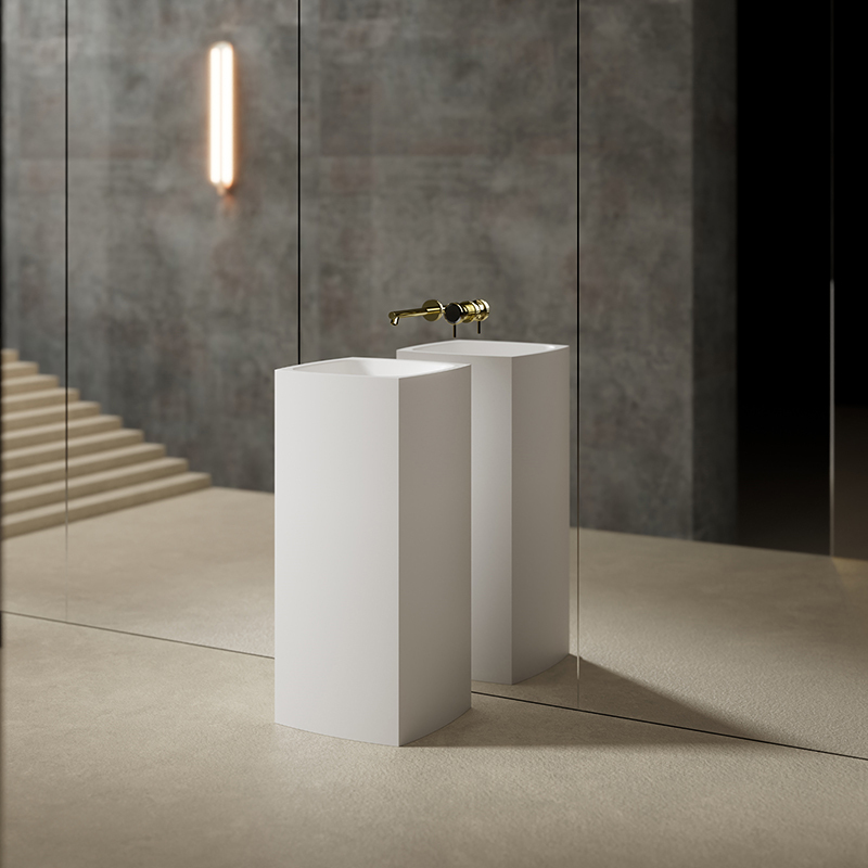 Quality Wholesale Unique Design Rectangular Freestanding Pedestal Sink Bathroom Wash Basin XR-Z801