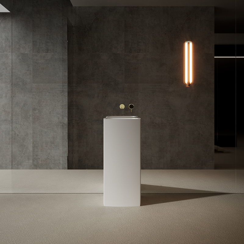 Quality Wholesale Unique Design Rectangular Freestanding Pedestal Sink Bathroom Wash Basin XR-Z801