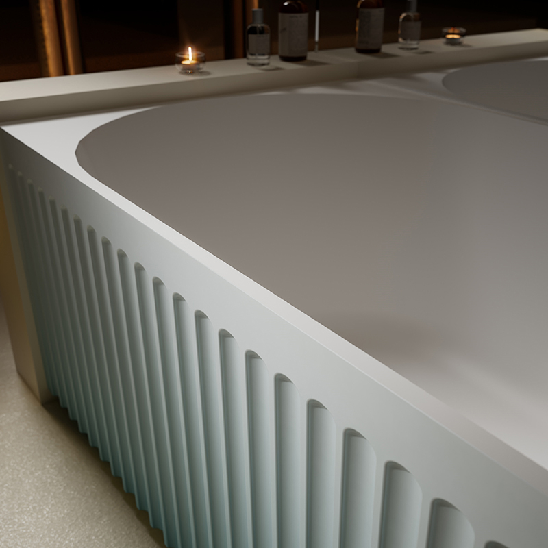 Wholesale Fashion Gradient Color Fluted Solid Surface Corner Bathtub TW-8113R