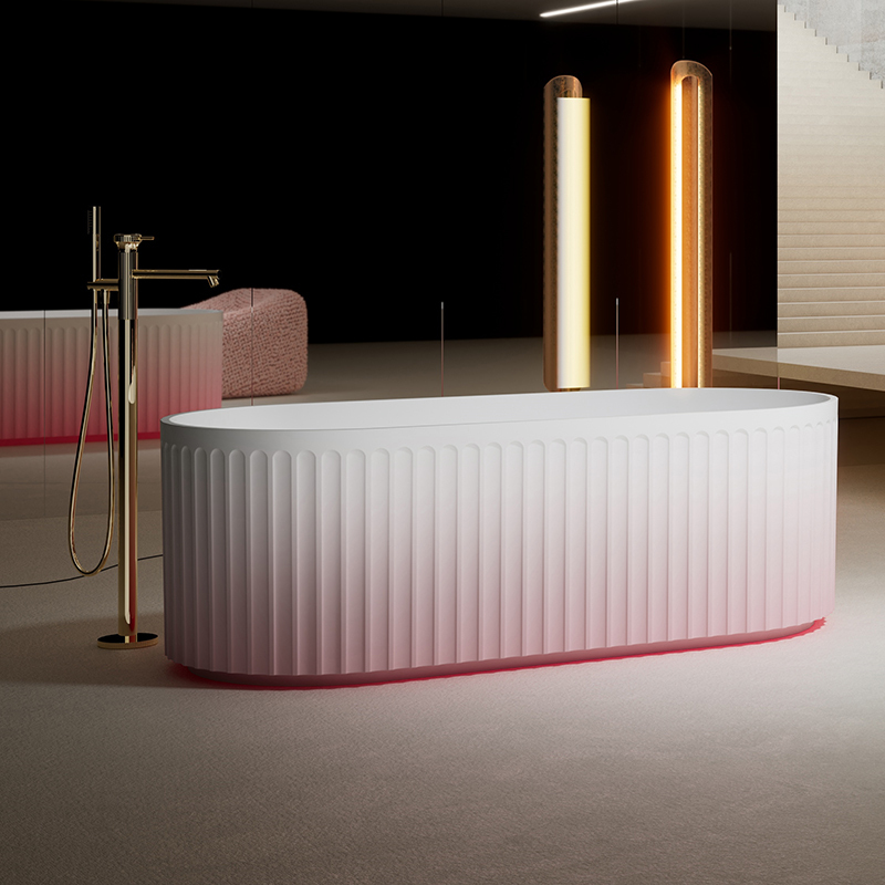 Hot Style Wholesale Gradient Color Fluted Freestanding Solid Surface Bathtub TW-8111