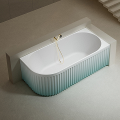 Wholesale Fashion Gradient Color Fluted Solid Surface Corner Bathtub TW-8113R