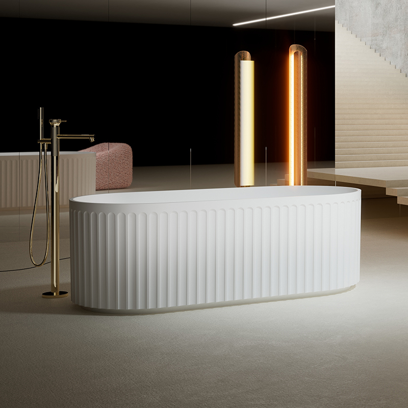 Hot Style Wholesale Gradient Color Fluted Freestanding Solid Surface Bathtub TW-8111