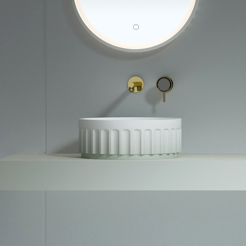 Popular Wholesale Designer Gradient Color Round Artificial Stone Counter Top Basin TW-A819